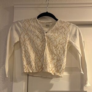 Bonpoint White and Gold girls Cardigan Sweater